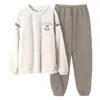 Pijama de coral para mujer, invierno, forro polar, engrosado, franela, ropa de casa para parejas, traje de dos piezas cálido y lindo para hombre