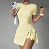 Vestido Deportivo de Dos Piezas Anti-Exposición Ajustado con Tirantes, Adelgazante Casual Fitness Espalda Descubierta Yoga Tenis