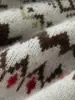 Suéter de cashmere grosso de três fios estilo vintage francês para mulheres, pulôver jacquard de gola redonda, camisa base de tricô de manga longa com modelagem solta