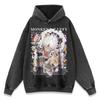 Sudadera con capucha Retro Americana 420g Flor Frita Felpa Oversize Marca de Moda High Street Hombres y Mujeres Hip-Hop Moda Urbana Transfronterizo