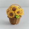 Cesta de Flores Mini Girassol Crochê de Lã Acabada Tricotada à Mão Girassol Simulado Planta em Vaso Enfeites Presente de Feriado