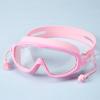 Gafas de natación para niños, montura grande, multicolor, de una sola pieza, tapones para los oídos, limpieza transparente, equipo de natación para niños y niñas