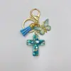 Llavero de Moda Transfronteriza Personalidad Tendencia Llavero Cruzado Colgante Transparente Colgante Creativo de Borla Joyería Regalo