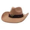 Chapéu de Cowboy de Camurça Ocidental de Primavera Transfronteiriço para Casal Feminino Estilo Étnico Chapéu de Sol Protetor Solar Chapéu Jazz Chapéu de Aba Larga