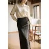 Nueva Falda Versátil de Estilo Chino con Abertura que se Ajusta a la Cadera para Mujer, Falda Jacquard de Cintura Alta para el Trabajo Primavera 2026