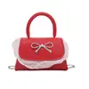 Fresco e Doce 2026 Outono Novo Estilo Laço Elegante Versátil Acabamento em Renda Ombro Único Transversal Bolsa de Mão