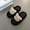 Pantufas Fofas de Desenho Animado de Urso com Bolinhas em Linha Única e Pelo para Mulheres 2025 Outono e Inverno Novas para Usar Externamente Antiderrapantes Aumentadoras de Altura de Algodão