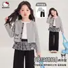 Conjunto de Otoño para Niñas 2026 Nuevo Estilo Cuadros Patchwork Estampado de Dibujos Animados Elegante Conjunto Diario de Dos Piezas