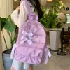 Mochila Linda con Lazo Estilo Japonés para Niñas, Adecuada para Estudiantes de Secundaria y Preparatoria, Color Sólido, Mochila de Gran Capacidad