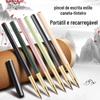 Pincel Tipo Caneta Tinteiro, Caligrafia Regular Pequena, Pincel Macio de Pelo de Lobo, Caneta de Beleza Portátil, Caneta para Copiar Sutras para Adultos, Linha de Gancho para Pintura Chinesa, Corpo Fino Dourado