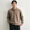 Moletom gola alta de luxo leve, estilo retrô americano para homens, nova coleção outono/inverno 2026, modelagem solta, manga longa, top de malha para usar como base