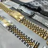 Adecuado para Correa de Reloj Rolex Datejust Gmt-Master Ii de Acero Inoxidable de Cinco Eslabones con Pestañas Curvas de 20 mm