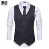 Moda Otoño e Invierno Nueva Retro Lana Doble Botonadura Casual Chaleco Hombre Simple Cuello V Amplio Talla Europea
