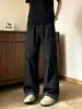Calça atlética reta estilo patchwork xadrez americano para homens, nova tendência 2026, calça longa casual de corte solto
