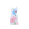 Estilo Ins Europeu e Americano Verão Pequeno Fresco Feminino Vestido de Alça U-Neck Sexy Costas Nuas Saia Evasê Estampa Floral