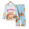 Pijama para Niños Traje de Manga Larga Primavera y Otoño Pijama para Niñas Ropa de Casa para Niños Ropa de Bebé de Dos Piezas Ropa Infantil Tailandesa