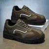 Zapatos Derby Retro Británicos para Hombre Suela Gruesa Aumentador de Altura Dedo Gordo Zapatos de Trabajo Otoño Transpirables Suela Suave Para Viajar Casual Zapatos de Piel