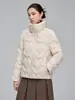 Moda de Invierno Nueva Chaqueta de Plumas de Pato Blanca de Cuello Alto Holgada Ropa Exterior Cálida Casual para Personas Menudas Otoño e Invierno