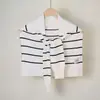 Chal Rayado Estilo Coreano para Mujer, Chal de Lana Tejida Estilo Ins, Protector Decorativo para el Cuello de Habitación con Aire Acondicionado, Capa Pequeña en Capas