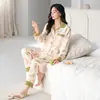 Pijama de Otoño e Invierno para Mujer, Manga Larga y Pantalón, Estilo Nuevo, Cárdigan de Cuello Solapa, Kimono de Algodón Puro, Dulce y Lindo, Ropa de Casa Tallas Grandes