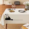 Estilo Ins Tela de Mantel de Gato Negro de Dibujos Animados Mantel Rectangular Impermeable Nuevo Hogar Mesa de Café Mantel Estilo Crema