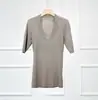 Dragón Marino Warren Eva Hilo de Lana Yangzi Alemán 26 Primavera/Verano Camiseta Básica de Mujer Cuello Redondo Manga Corta Top de Punto