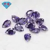 Piedras Preciosas Huagang: Piedra suelta de circón morado-azulado con forma de pera de doble perforación, incrustación de gema CZ artificial morado-azulado con forma de gota