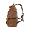 Mochila Retro Europea y Americana Impermeable de Cuero Crazy Horse y Lona Mochila de Lona Retro Americana Desgastada de Gran Capacidad