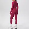 Chal Sexy con Tirantes Transfronterizo Europeo y Americano Cremallera Amigable con la Piel Chaqueta Pantalones de Yoga Ajustados de Cintura Alta Color Piel Ropa de Yoga para Fitness