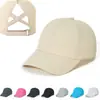 Nueva gorra cruzada para coleta elegante para mujer, gorra de béisbol de color liso, moderna y simple, gorra deportiva ligera para viajes al aire libre