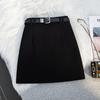 Falda Corta Negra para Mujer, Nuevo Estilo Verano 2025, Cintura Alta, Adelgazante, Bodycon Falda Línea A, Falda Media Estilo Traje Petite