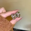 Aretes de Aro Brillantes con Circonita Microincrustada Color Marrón Maillard, Aretes Vintage de Lujo Ligero al por Mayor para Mujer