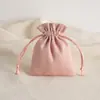 Bolsa de Joias Rosa em Camurça com Cordão Bolsa de Veludo Bolsa da Sorte Bolsa para Doces de Casamento Pequena Bolsa de Tecido Feita Sob Medida