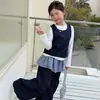 Conjunto de Chaleco de Mezclilla y Pantalones de Pierna Ancha Estilo Coreano para Niñas Medianas y Grandes Conjunto Elegante de Dos Piezas para Niños Nuevo Otoño 2026 Moderno
