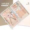 Conjunto de cortadores de unha atacado, ferramentas de manicure em aço inoxidável, cortadores de unha, conjunto de 23 peças dourado com caixa, tesoura rosa, tesoura de cutícula