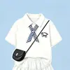 Conjunto de Dos Piezas Verano 2026 Elegante Nuevo Top Polo de Dibujos Animados de Manga Corta Falda de Encaje Dulce Estilo Coreano Tarta