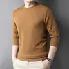 Camiseta de manga larga para hombre, color liso, moderna, cuello redondo, transfronteriza, novedad otoño 2026, camiseta de gofre de negocios para hombre