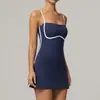 Saia de yoga alo-style de secagem rápida para mulheres, color blocking com bojo, vestido anti-exposição, saia de tênis para treino esportivo e fitness