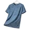 Camiseta de Manga Curta de Seda Gelo Masculina Verão Gradiente Camisa de Ar Condicionado Estampada Secagem Rápida Alta Elasticidade Casual Fresca Esportiva Solta Top