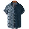 AliExpress Fuente de Fábrica Transfronteriza Camisa Hawaiana de Impresión Digital 3D Camisa de Manga Corta con Estampado Geométrico para Hombre