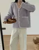 Nuevo Cardigan de Punto Falso de Mink Estilo Transfronterizo Inspirado en Chanel Otoño e Invierno 2025 Suéter Abrigo Elegante Holgado de Cuello V para Mujer