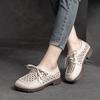 Shanghai Jiejie Verão Novo Sapatos Planos de Feijão Vazados Retrô Artísticos Preguiçosos Moda Versátil Sapatos Pequenos de Couro