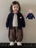 Conjunto de otoño para niñas: Conjunto de tres piezas para bebé niña: cárdigan suéter, pantalones de calabaza elegantes, camiseta de manga larga