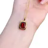 Colgante de granate rojo natural, engastado en plata de ley s925, completamente limpio, con fuego y brillo excepcionales, piedra principal 7*9mm