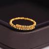 Anel Disco Dourado para Mulheres, Ouro de Areia Vietnamita, Anel Aberto Fino com Lantejoulas Douradas da Moda, Elástico com Memória