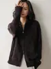 Cardigan de Tricô de Caxemira com Zíper e Gola Alta para Outono e Inverno, Solto, Suave, Estilo Preguiçoso, Cor Sólida, Casaco Feminino Versátil