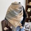 Cachecol Feminino 2023 Outono e Inverno Novo Grande Xadrez Franja Imitação Caxemira Cachecol Moda Quente Xale Cachecol Atacado