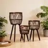 Maceta creativa tejida a mano, maceta nórdica, soporte para plantas estilo ins, soporte decorativo para macetas de interior, soporte de madera para plantas de balcón