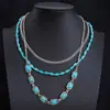 Collar de Turquesa Estilo Étnico Transfronterizo Europeo y Americano, Cadena para Clavícula de Mujer Moderna y Única, Joyería de Moda