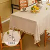 Mantel Transfronterizo de Algodón y Lino Estilo Japonés Impermeable Color Sólido Sencillo Mantel para Mesa de Café Tela Rectangular para Cubrir Mesa del Hogar
